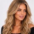 Light Brown Long Wavy Wig with Side Bangs - Golden Highlights for Women | Layered Hair & Natural Look