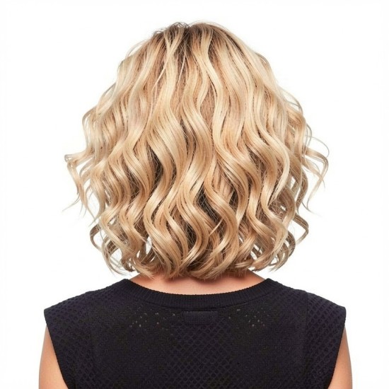 Women's Golden Midpart Short Curly Perm Wig Top Hat