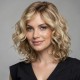 Gold Short Curly Wig for Women - Mid Parted Lily Flower Perm Full Head Cap