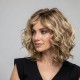 Gold Short Curly Wig for Women - Mid Parted Lily Flower Perm Full Head Cap