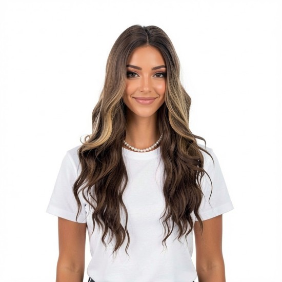 Gradient Dark Brown | Center Part Lace Wig | Long Wavy Hair | Trendy Women's Wig