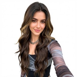 Gradient Dark Brown | Center Part Lace Wig | Long Wavy Hair | Trendy Women's Wig