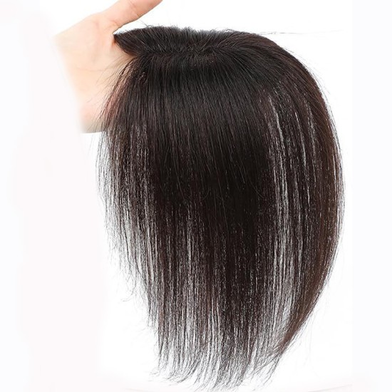 Women's Real Hair Expression Top Patch - Natural Invisible Density Boost & Gray Coverage Cap Extensions with Adhesive