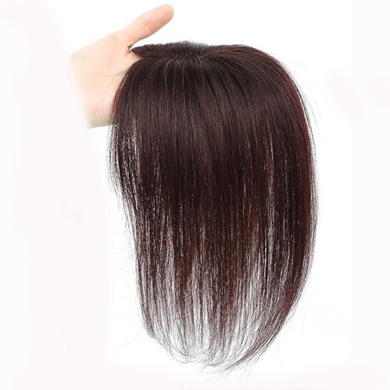Women's Real Hair Expression Top Patch - Natural Invisible Density Boost & Gray Coverage Cap Extensions with Adhesive