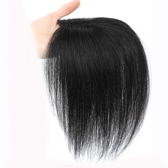 Women's Real Hair Expression Top Patch - Natural Invisible Density Boost & Gray Coverage Cap Extensions with Adhesive