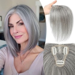 Hand-knitted Human Hair Top Piece for Hair Loss Coverage, Gray Hair Concealment, and Increased Volume for Women.