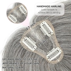 Hand-knitted Human Hair Top Piece for Hair Loss Coverage, Gray Hair Concealment, and Increased Volume for Women.
