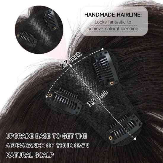 Hand-knitted Human Hair Top Piece for Hair Loss Coverage, Gray Hair Concealment, and Increased Volume for Women.