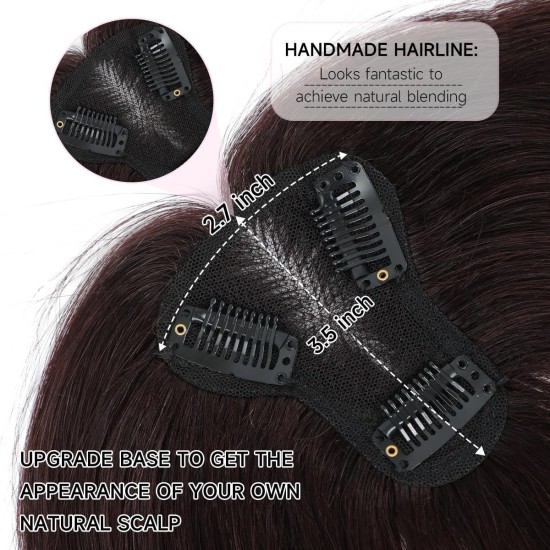 Hand-knitted Human Hair Top Piece for Hair Loss Coverage, Gray Hair Concealment, and Increased Volume for Women.