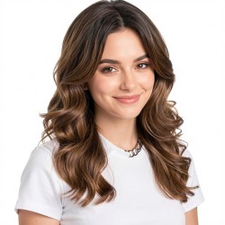 Gradient Brown | Bangs | Natural Curly Medium Length Full Wig
