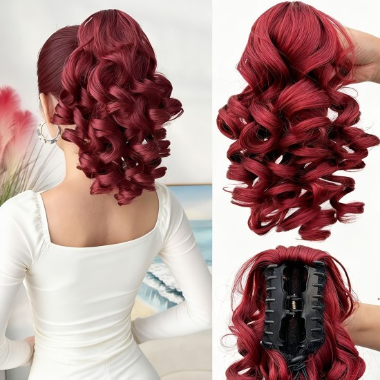 10-inch Short Mixed-Color Claw Clip Ponytail Hair Extensions with Fashion Braids