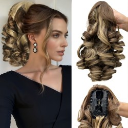 10-inch Short Mixed-Color Claw Clip Ponytail Hair Extensions with Fashion Braids