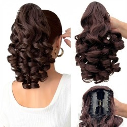 10-Inch Short Curly Hair Ponytail with Color Mix | Fashion Clip-in Wig Set for Bunches and Pigtails