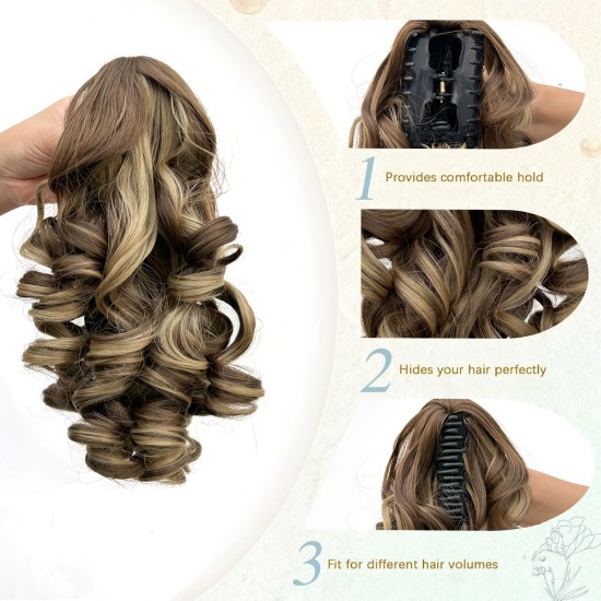 10-inch Short Mixed-Color Claw Clip Ponytail Hair Extensions with Fashion Braids
