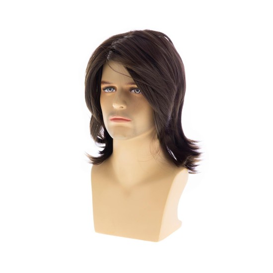 New Hot-Selling Men's Brown Medium-Length Layered Synthetic Fiber Hairpiece