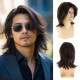 New Hot-Selling Men's Brown Medium-Length Layered Synthetic Fiber Hairpiece