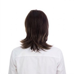 Men's Brown Medium-Length Layered Fiber Wig | Natural Breathable Men's Full Toupee Hairpiece