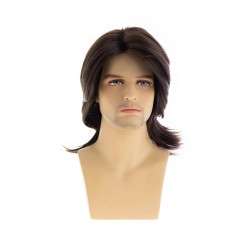 New Hot-Selling Men's Brown Medium-Length Layered Synthetic Fiber Hairpiece