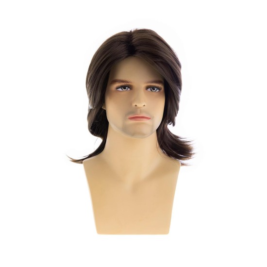 New Hot-Selling Men's Brown Medium-Length Layered Synthetic Fiber Hairpiece