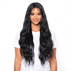 Lace Hairnet Wig Cap | Black Middle-Parted Long Wavy Curly Hair | Synthetic Product