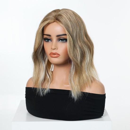 Light Gold Ombre Medium Wave Wig | Natural, Viscous and Breathable | Trendy Daily Wear Full Headpiece