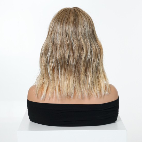 Light Gold Ombre Medium Wave Wig | Natural, Viscous and Breathable | Trendy Daily Wear Full Headpiece