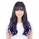 Purple Highlights Straight Bangs Long Wavy Hair | Chemical Fiber Full Head Wig