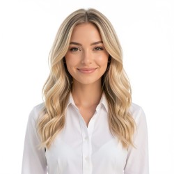 Women's Long Hair Gradient Blonde Full Wig with Middle Part, Natural Look, Synthetic Fiber