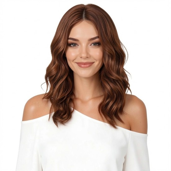 Women's Long Hair Gradient Blonde Full Wig with Middle Part, Natural Look, Synthetic Fiber
