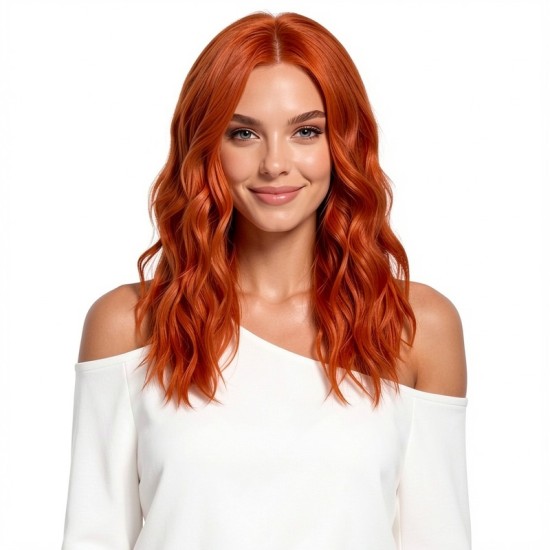 Women's Long Hair Gradient Blonde Full Wig with Middle Part, Natural Look, Synthetic Fiber