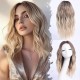 Full Wig Synthetic Long Curly Hair with Gradient Golden Color, Natural Middle Part Bangs for Women