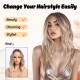 Full Wig Synthetic Long Curly Hair with Gradient Golden Color, Natural Middle Part Bangs for Women