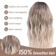 Full Wig Synthetic Long Curly Hair with Gradient Golden Color, Natural Middle Part Bangs for Women