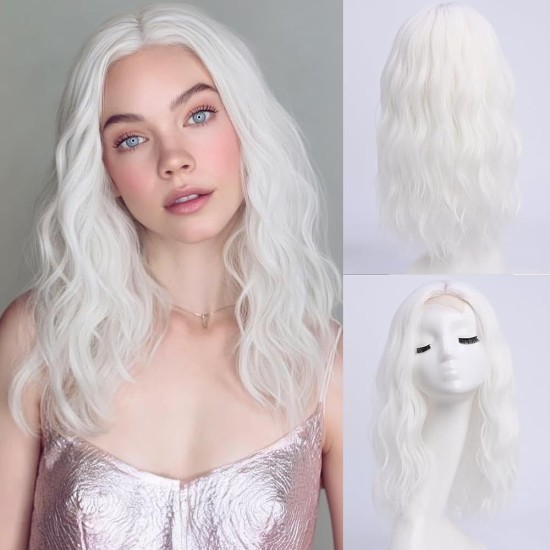 Full Wig Synthetic Long Curly Hair with Gradient Golden Color, Natural Middle Part Bangs for Women