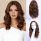 Full Wig Synthetic Long Curly Hair with Gradient Golden Color, Natural Middle Part Bangs for Women