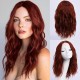 Full Wig Synthetic Long Curly Hair with Gradient Golden Color, Natural Middle Part Bangs for Women