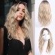 Full Wig Synthetic Long Curly Hair with Gradient Golden Color, Natural Middle Part Bangs for Women