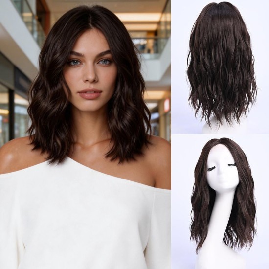 Full Wig Synthetic Long Curly Hair with Gradient Golden Color, Natural Middle Part Bangs for Women