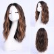 Full Wig Synthetic Long Curly Hair with Gradient Golden Color, Natural Middle Part Bangs for Women