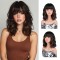 Women's Fully Hand-Knitted Short Wig, Natural Realistic, Heat & Color Resistant, Water Ripple Small Curls with Straight Bangs, Lightweight Comfortable, Breathable Mesh Cap for Daily Wear