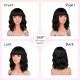 Women's Fully Hand-Knitted Short Wig, Natural Realistic, Heat & Color Resistant, Water Ripple Small Curls with Straight Bangs, Lightweight Comfortable, Breathable Mesh Cap for Daily Wear