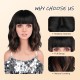 Women's Fully Hand-Knitted Short Wig, Natural Realistic, Heat & Color Resistant, Water Ripple Small Curls with Straight Bangs, Lightweight Comfortable, Breathable Mesh Cap for Daily Wear