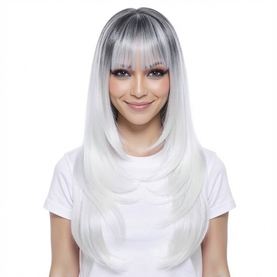 Women's Layered Long Straight Hair | High-Temperature Resistant Synthetic Wig Cap