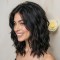 New Women's Short Curly Water Wave Lace Front Wig - Black