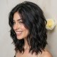 New Women's Short Curly Water Wave Lace Front Wig - Black
