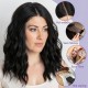 New Women's Short Curly Water Wave Lace Front Wig - Black