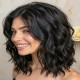 New Women's Short Curly Water Wave Lace Front Wig - Black