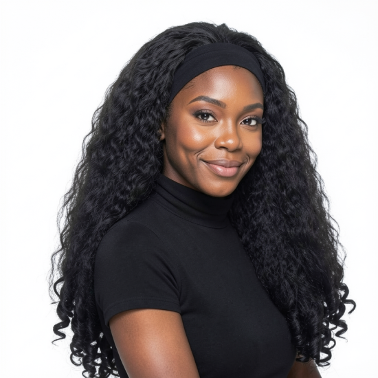 Women's Black Ice Silk Long Wavy Wig | Hair Cap | Realistic Synthetic Wig Cap