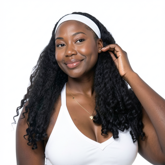 Women's Black Ice Silk Long Wavy Wig | Hair Cap | Realistic Synthetic Wig Cap