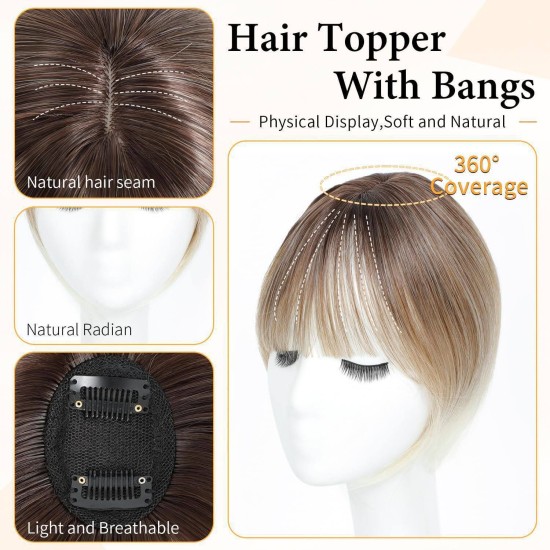 Golden Breathable Full Lace Topper: Natural White Hair Cover with Invisible Hairline for Women.